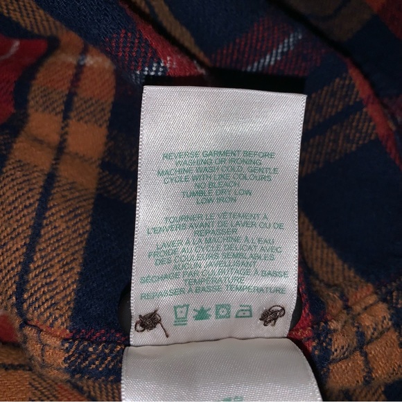 Roots Red Orange & Blue Plaid Button Down Flannel Shirt - Picture 9 of 9